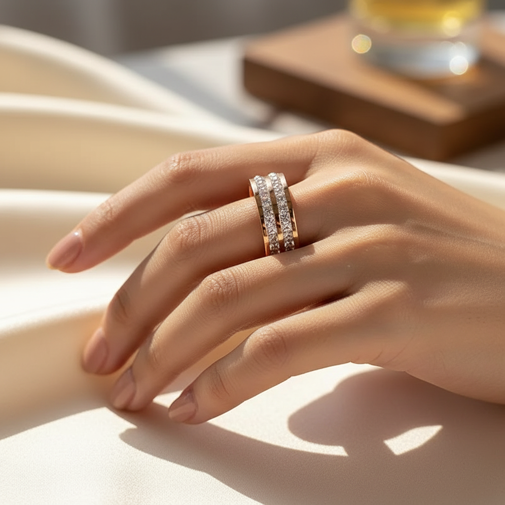 Elegant Inlaid Zirconia Ring