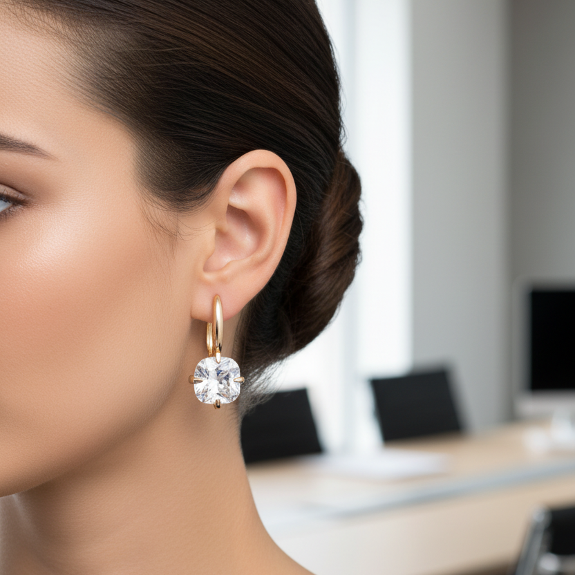 Elegant White Zirconia Earrings