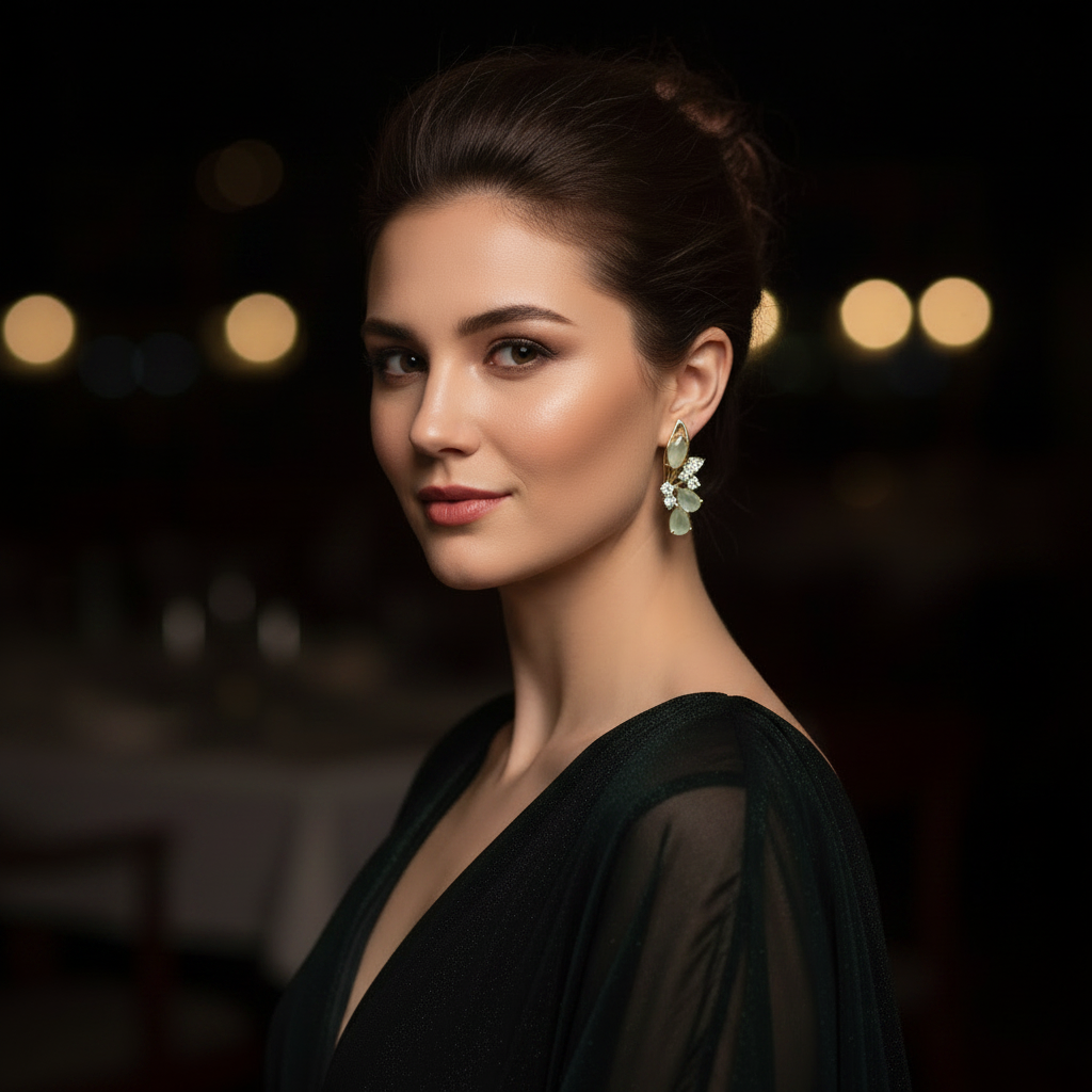 Elegant Green Wings Crystal Earrings