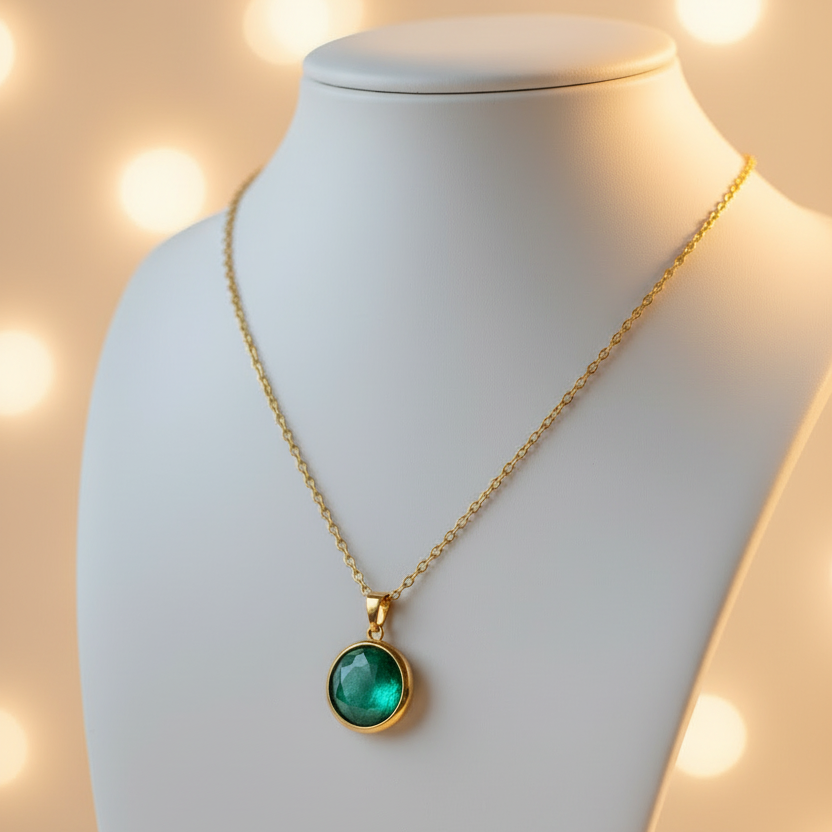 Emerald Birthstone Pendant Necklace