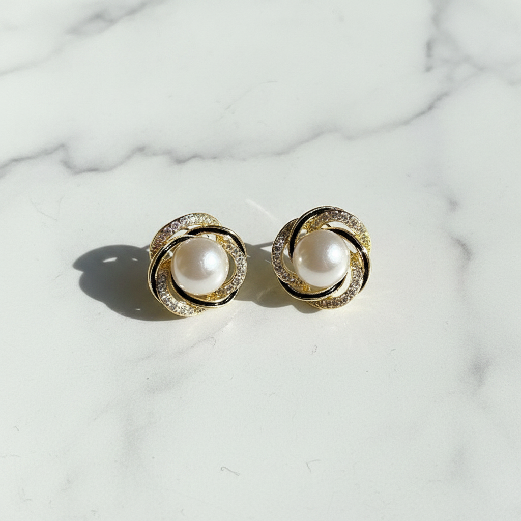 Elegant Sphere Earrings Bright Gold-Plated