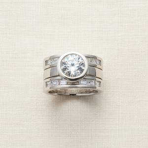Vintage Layered Crystal Ring in Silver