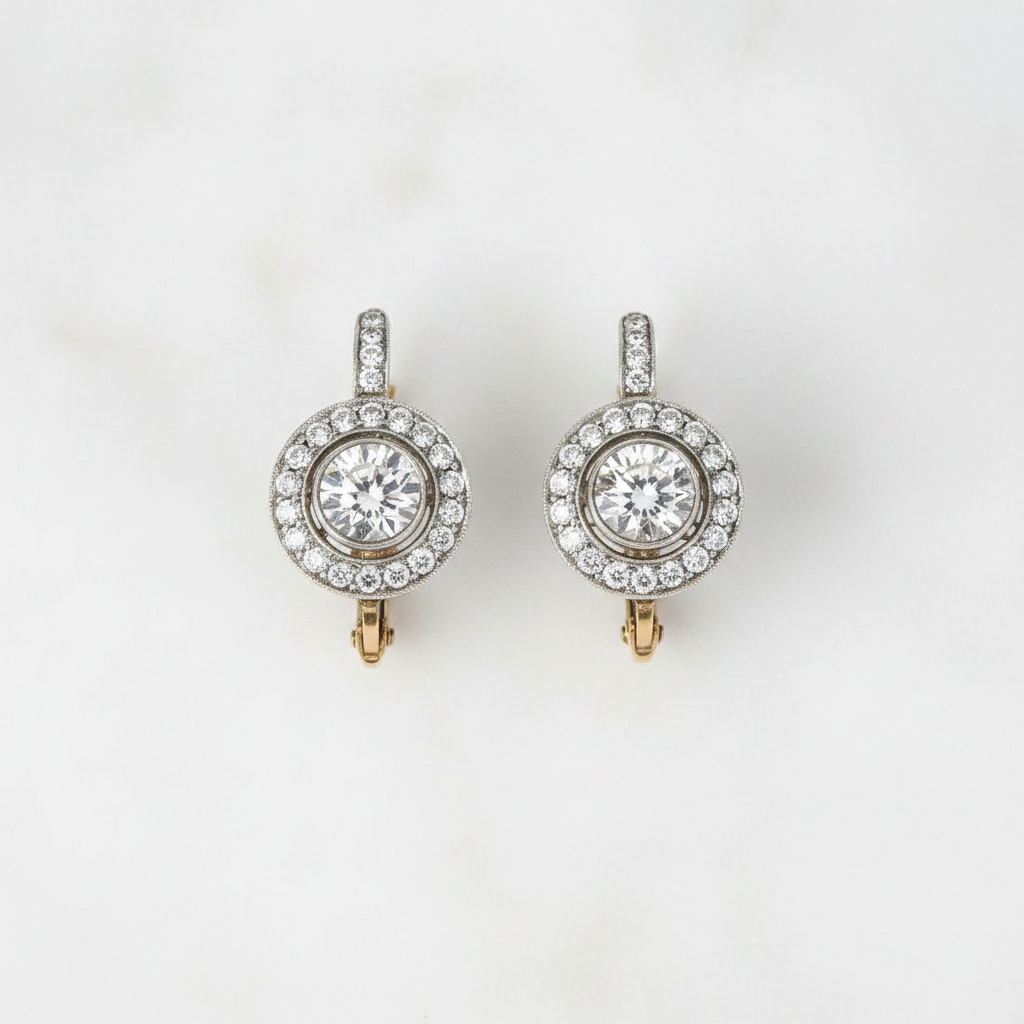 Vintage Silver Earrings with Zirconia