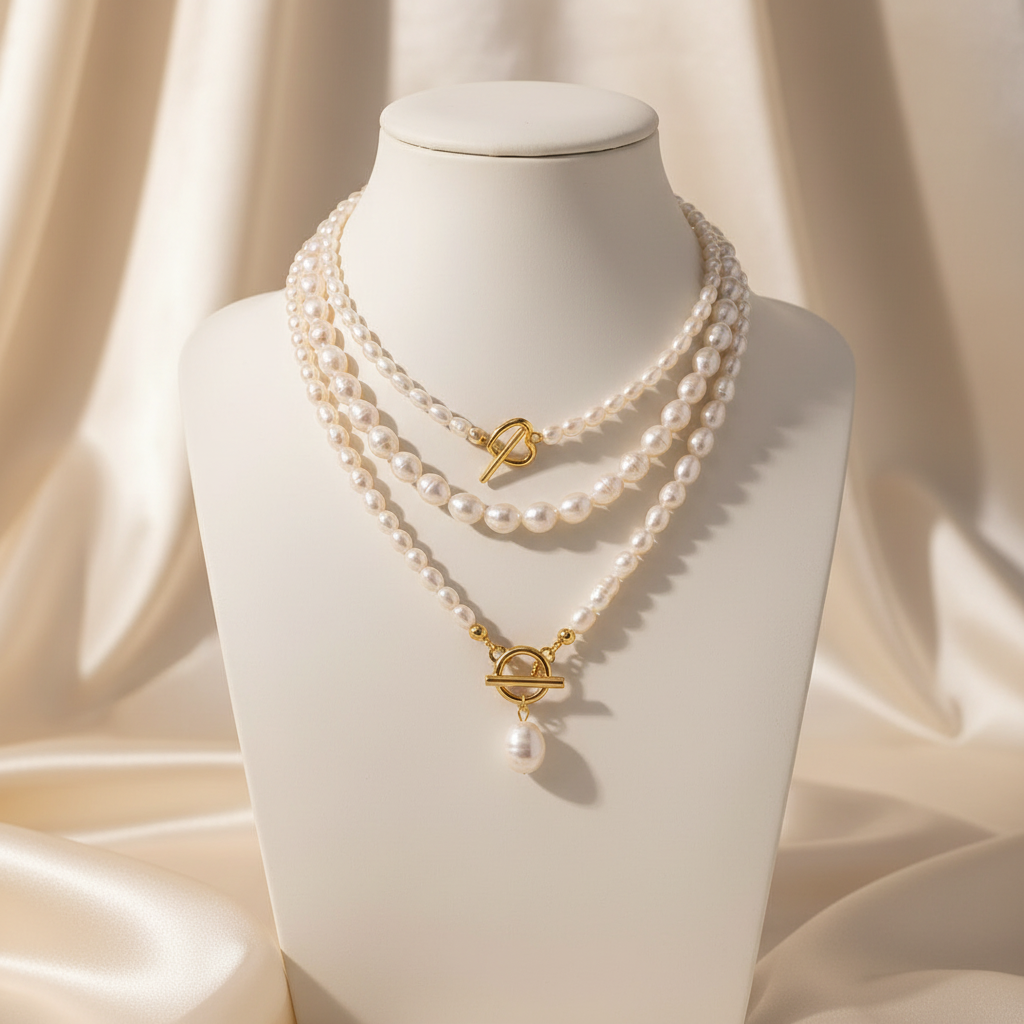 Freshwater Pearl Layered Necklace in Gold