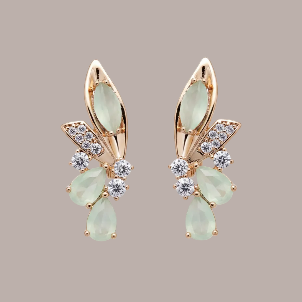 Elegant Green Wings Crystal Earrings