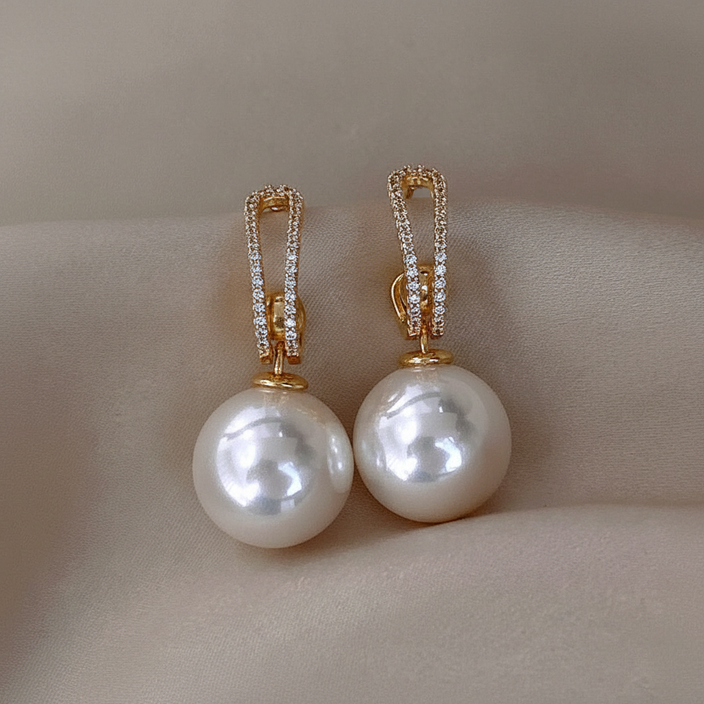 Elegant Pearl Earrings with Zirconias