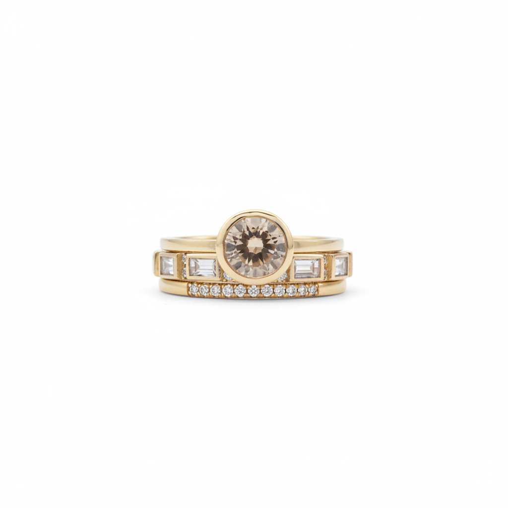 Elegant Inlaid Crystal Gold Ring