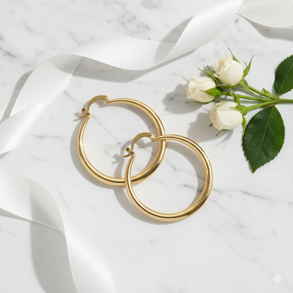 Large Hoop Earrings in Gold