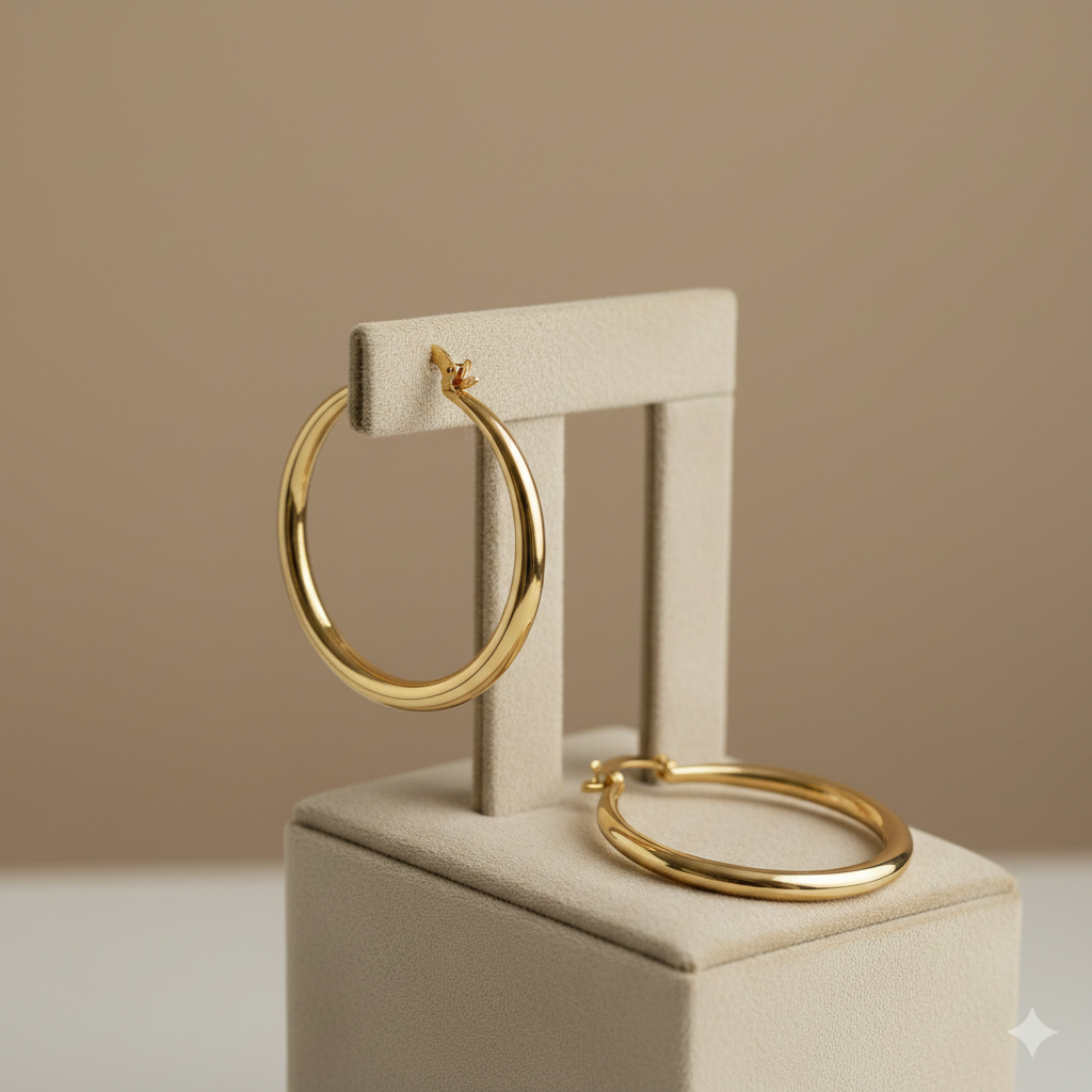 Large Hoop Earrings in Gold