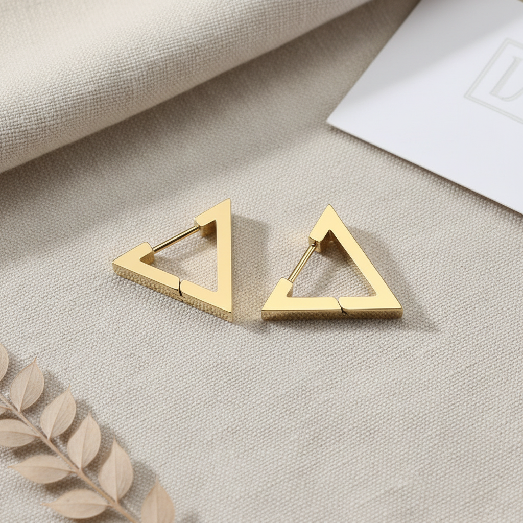 Gold Triangle Earrings