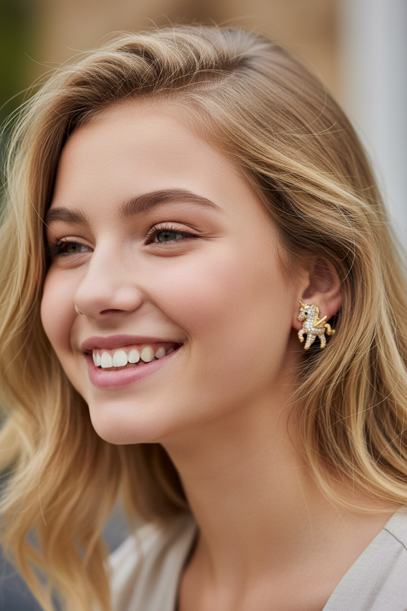 Gold Unicorn Earrings