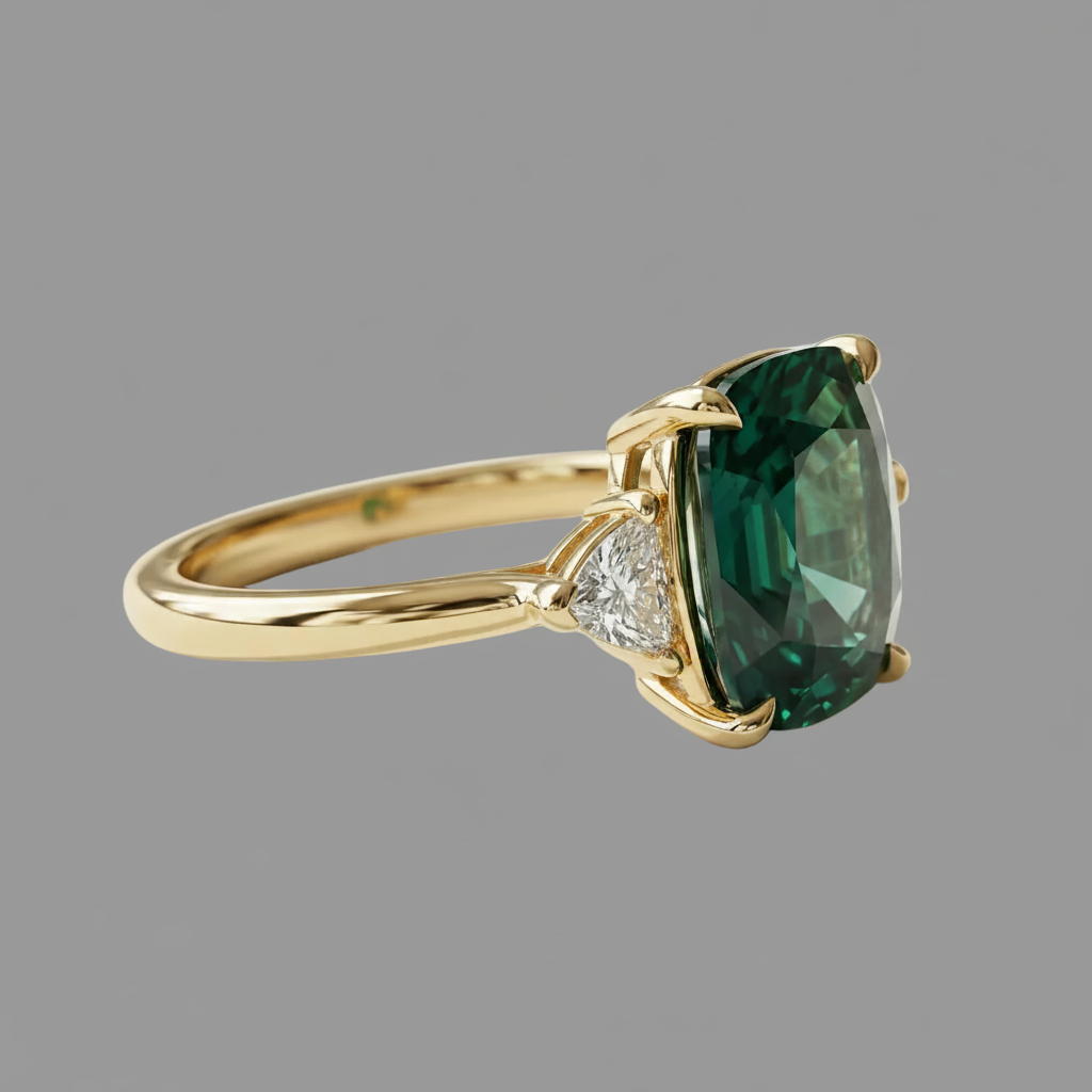 Green Zirconia Ring in Gold