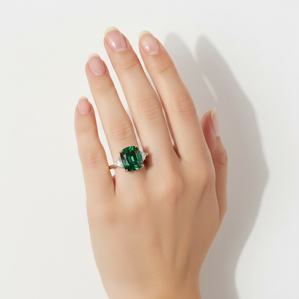 Green Zirconia Ring in Gold