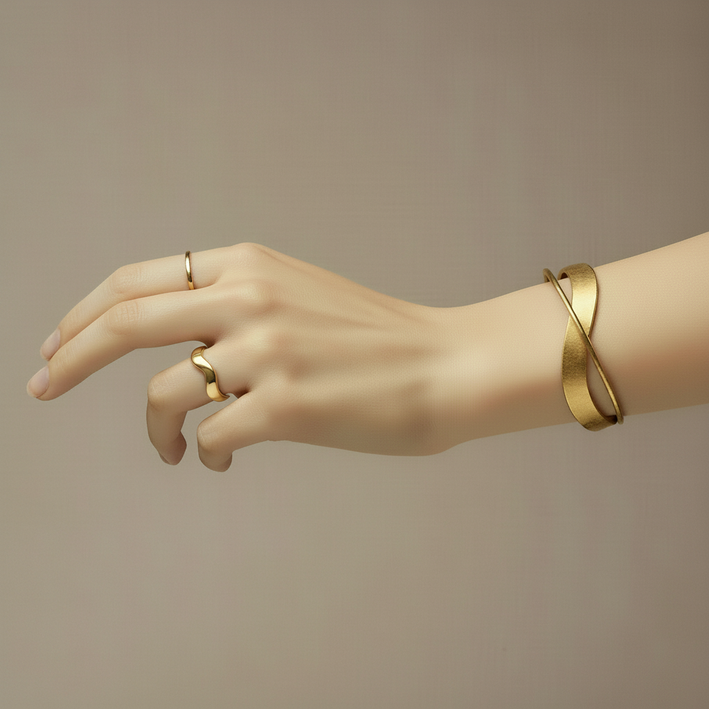 Gold Wavy Bracelet – Fluid Luxury for Every Wrist