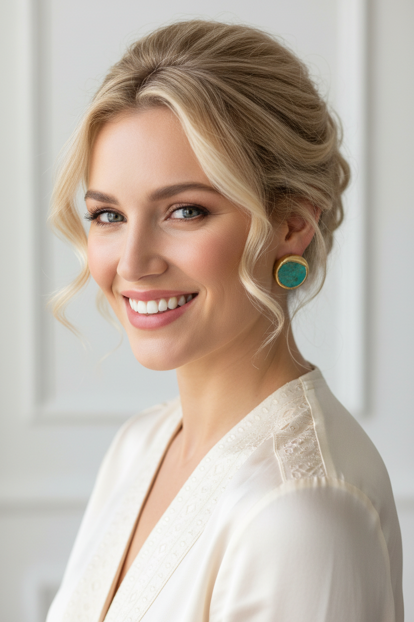Vintage Turquoise Earrings in Gold
