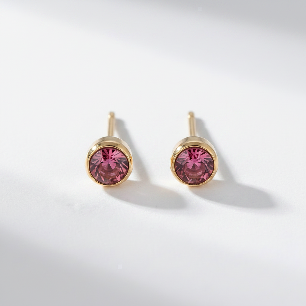 Deep pink Birthstone Studs