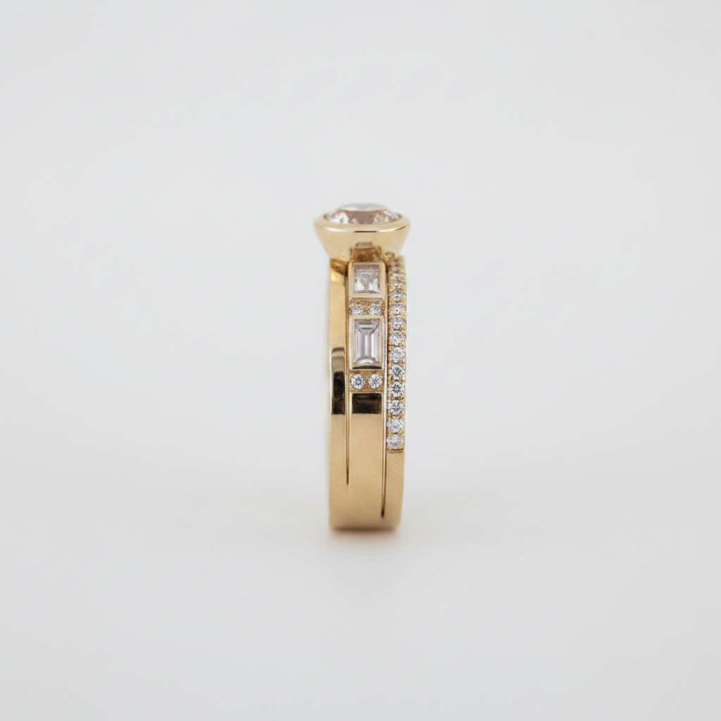 Elegant Inlaid Crystal Gold Ring