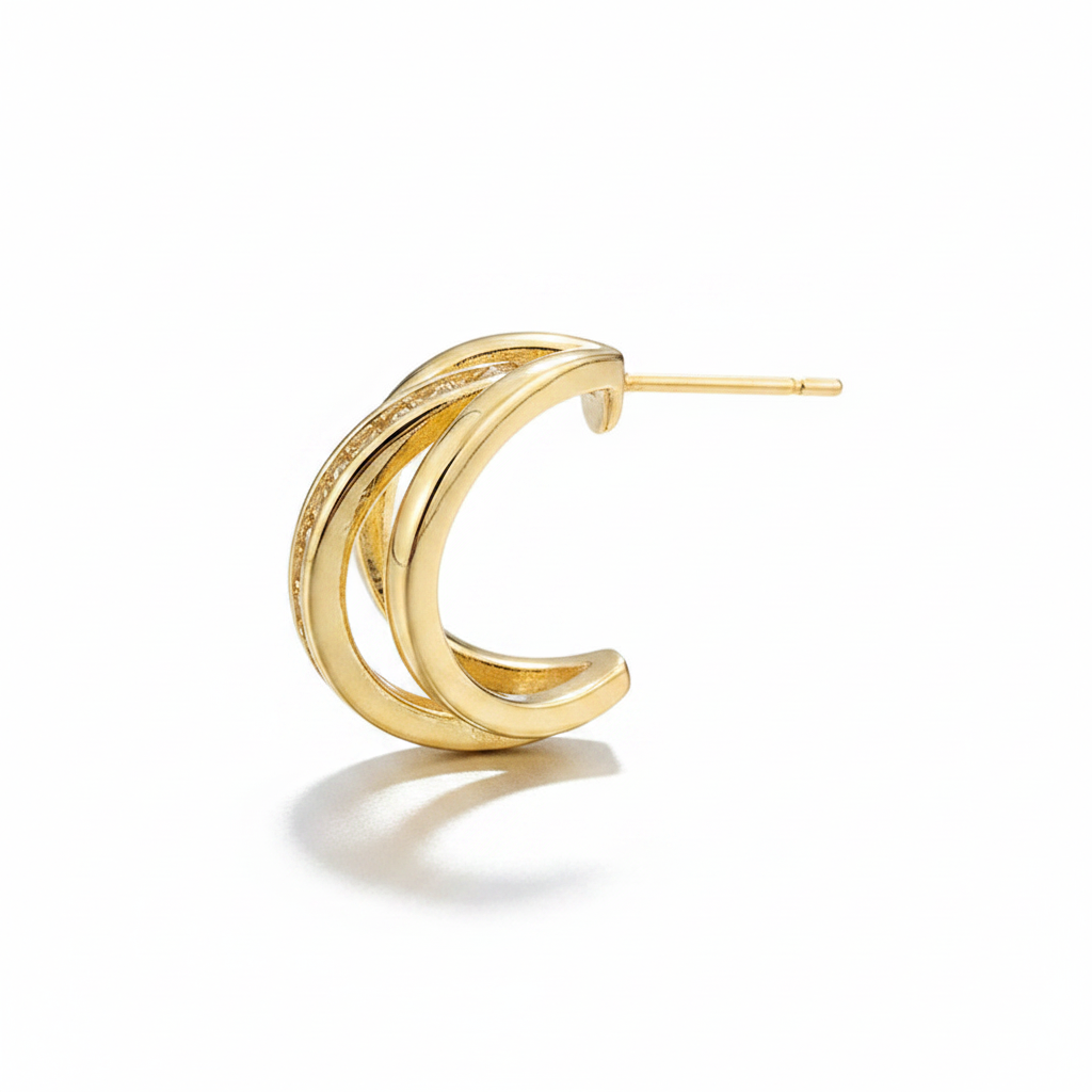 Three-Ring Drop Earrings in Gold