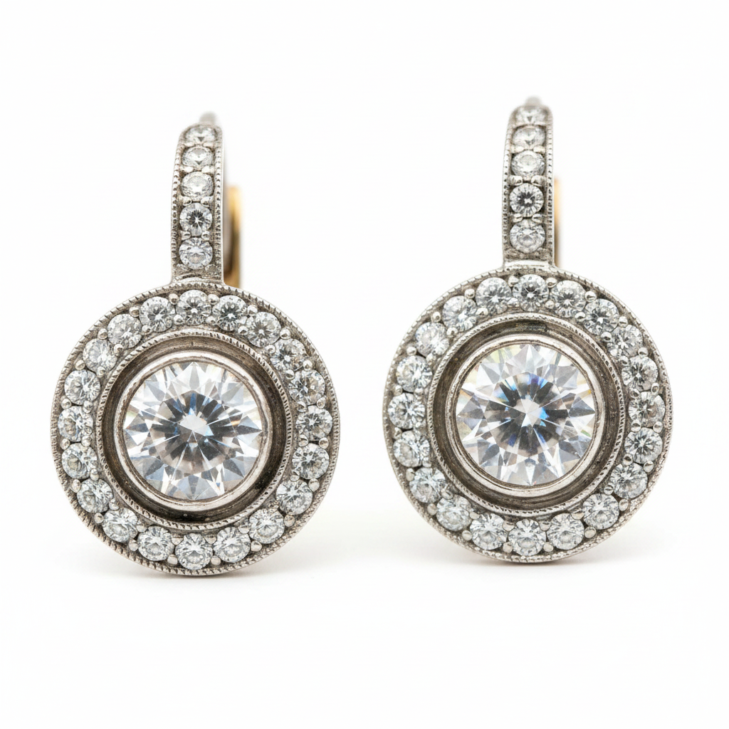 Vintage Silver Earrings with Zirconia