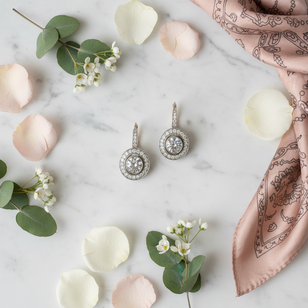 Vintage Silver Earrings with Zirconia