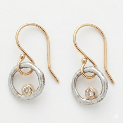 Vintage Gold & Silver Zirconia Earrings