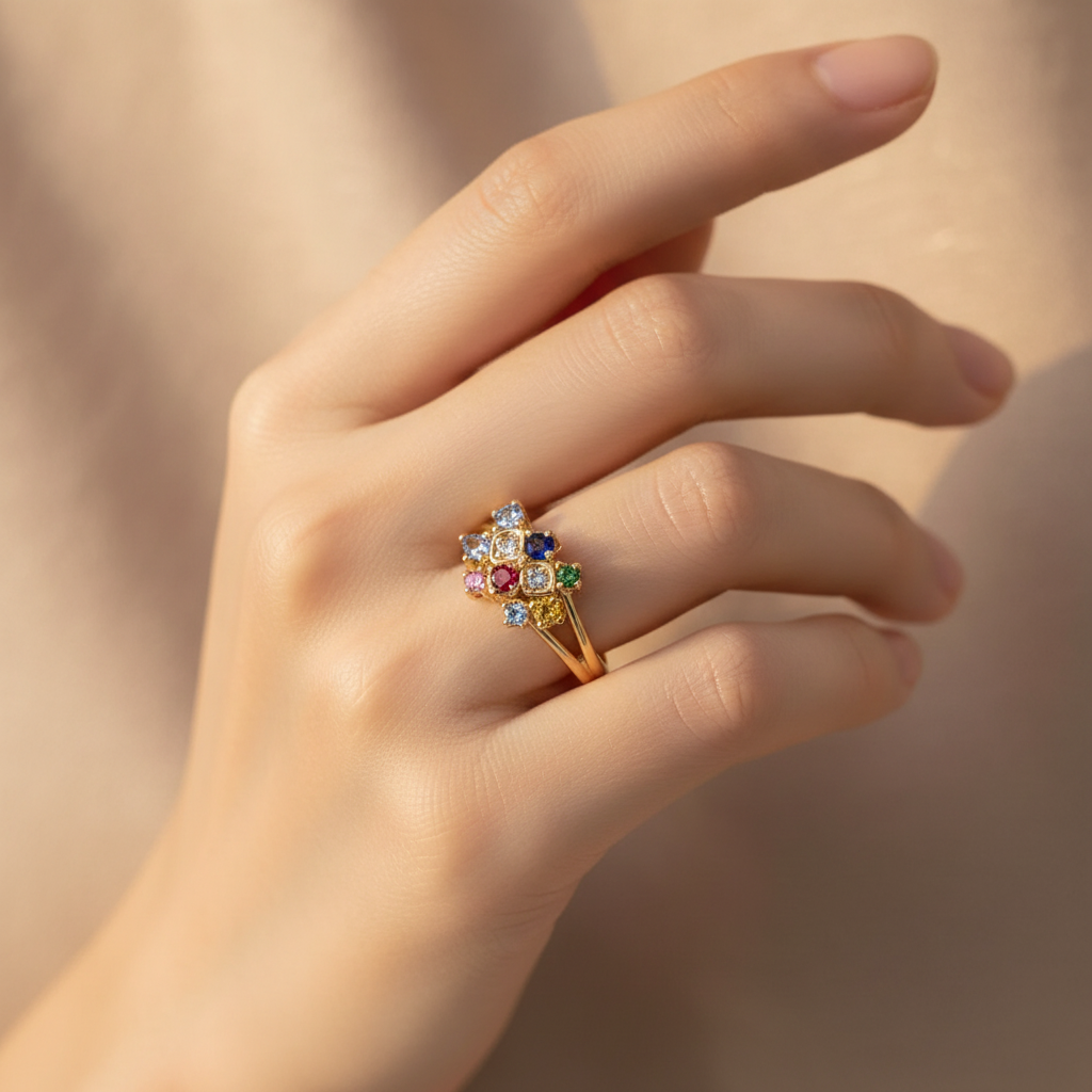 Prismatic Crystal Gold Ring