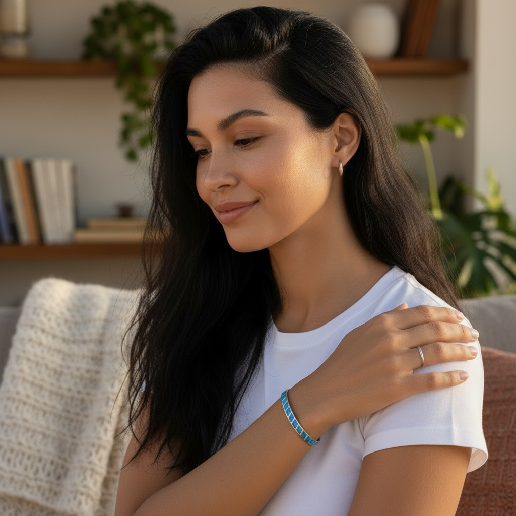 Blue and Silver Opal Bracelet