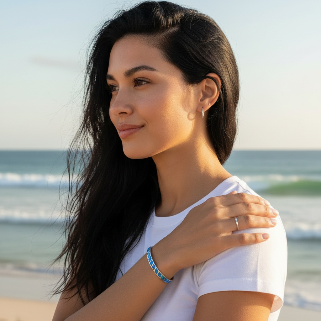 Blue and Silver Opal Bracelet