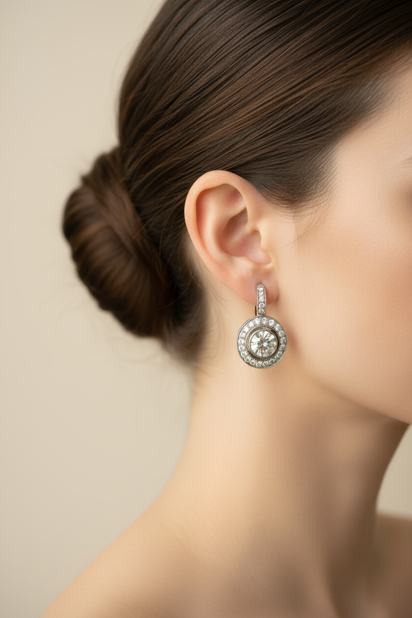 Vintage Silver Earrings with Zirconia