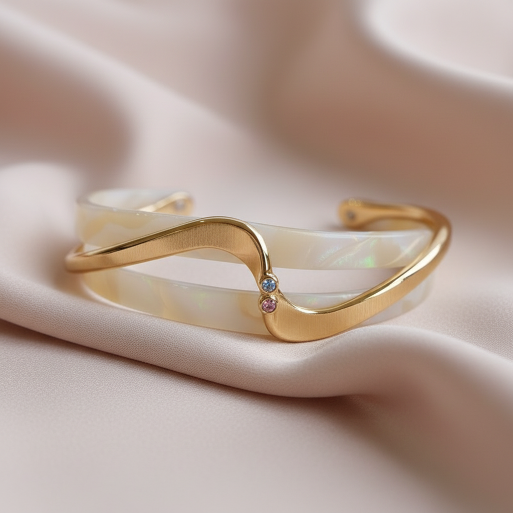 White Opal Elegant Golden Bracelet