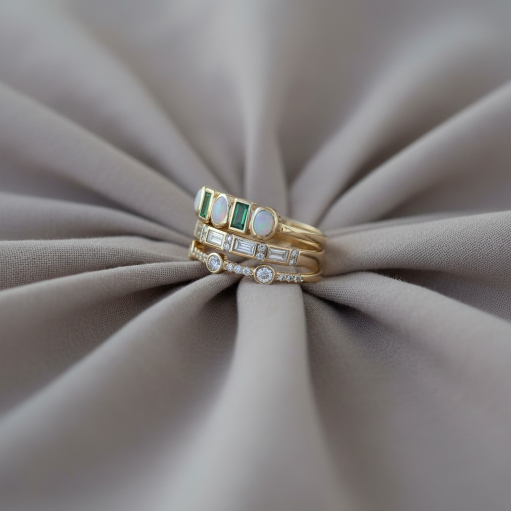 Vintage White and Green Opal Rings
