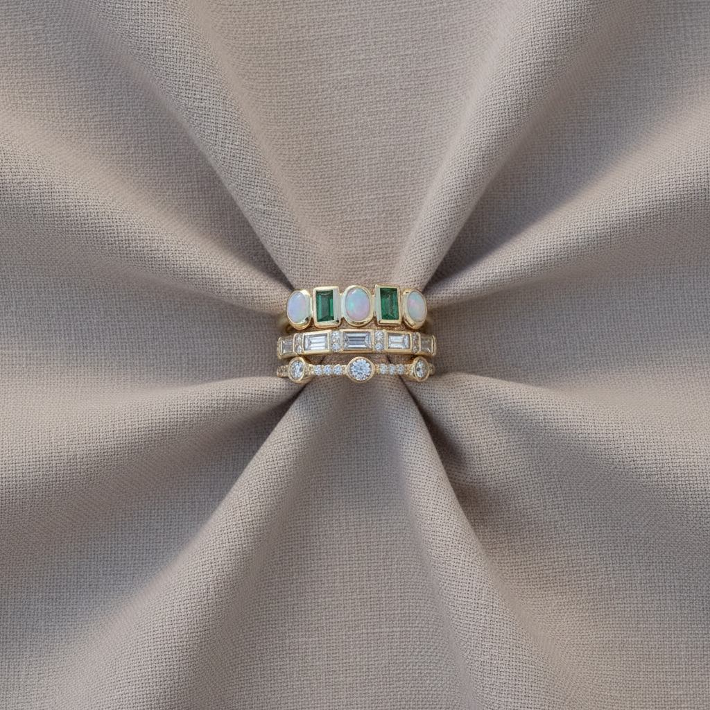 Vintage White and Green Opal Rings