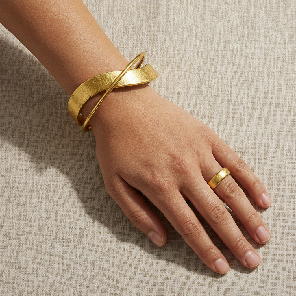 Gold Wavy Bracelet – Fluid Luxury for Every Wrist