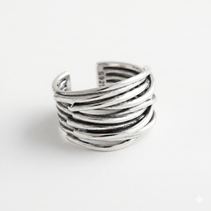 Silver Adjustable Layered Ring