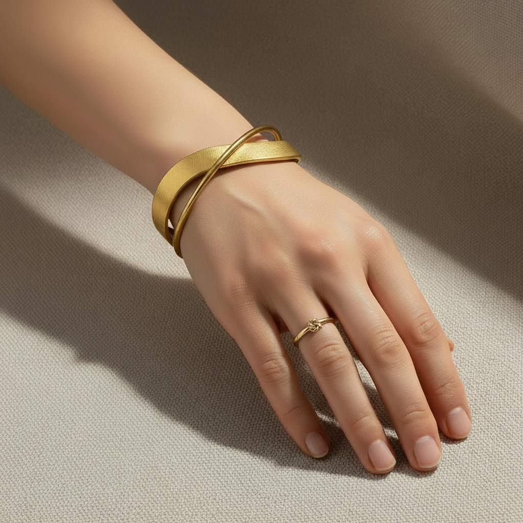 Gold Wavy Bracelet – Fluid Luxury for Every Wrist