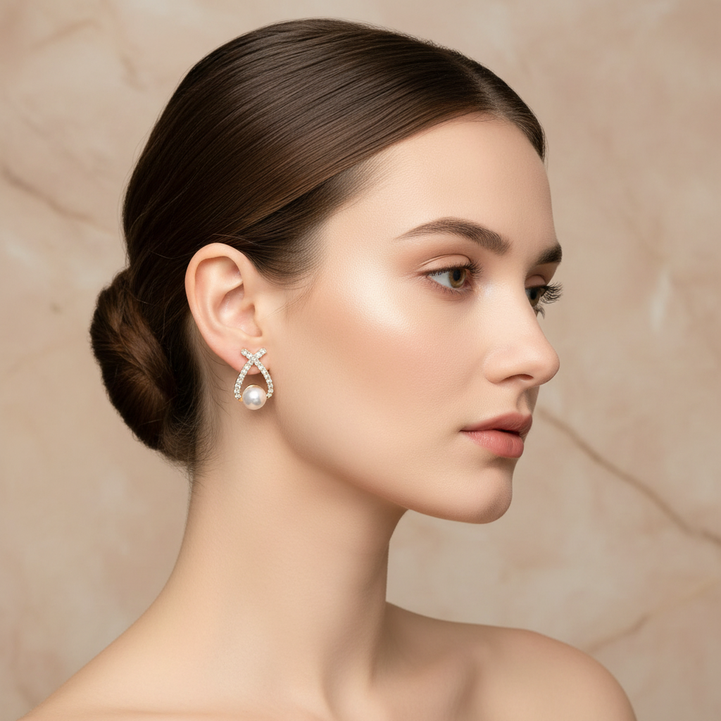 Pearl & Crystal Glitter Earrings –  Luxury Statement Jewelry
