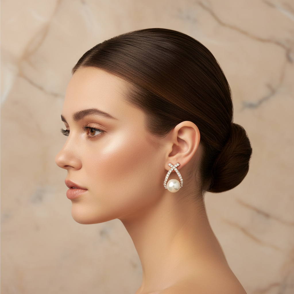 Pearl & Crystal Glitter Earrings –  Luxury Statement Jewelry