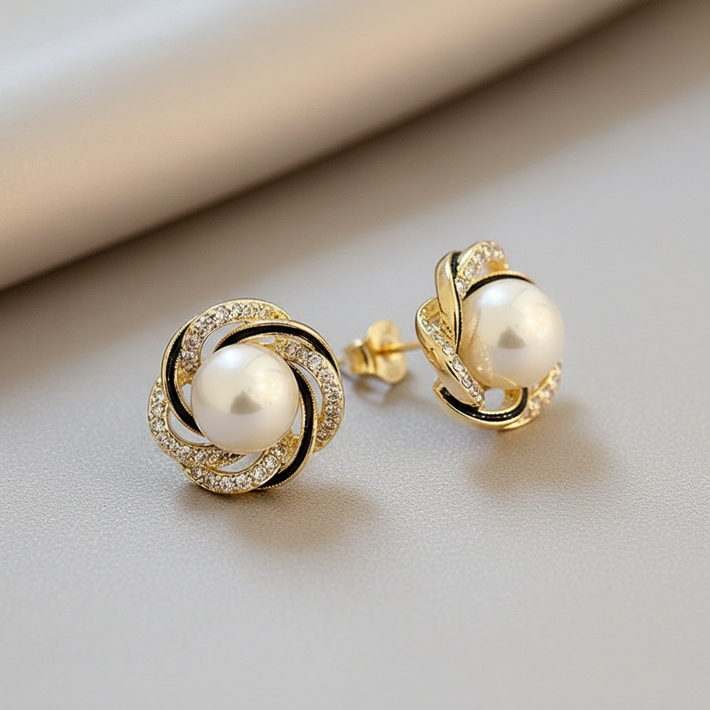 Elegant Sphere Earrings Bright Gold-Plated