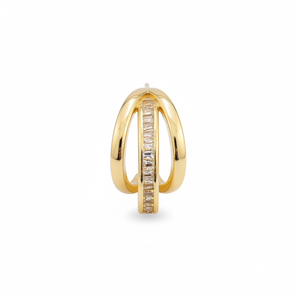 Three-Ring Drop Earrings in Gold