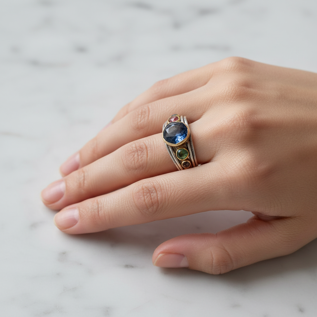 Colorful Stone Stacking Ring