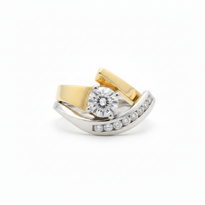 Vintage Irregular Gold & Silver Zirconia Ring