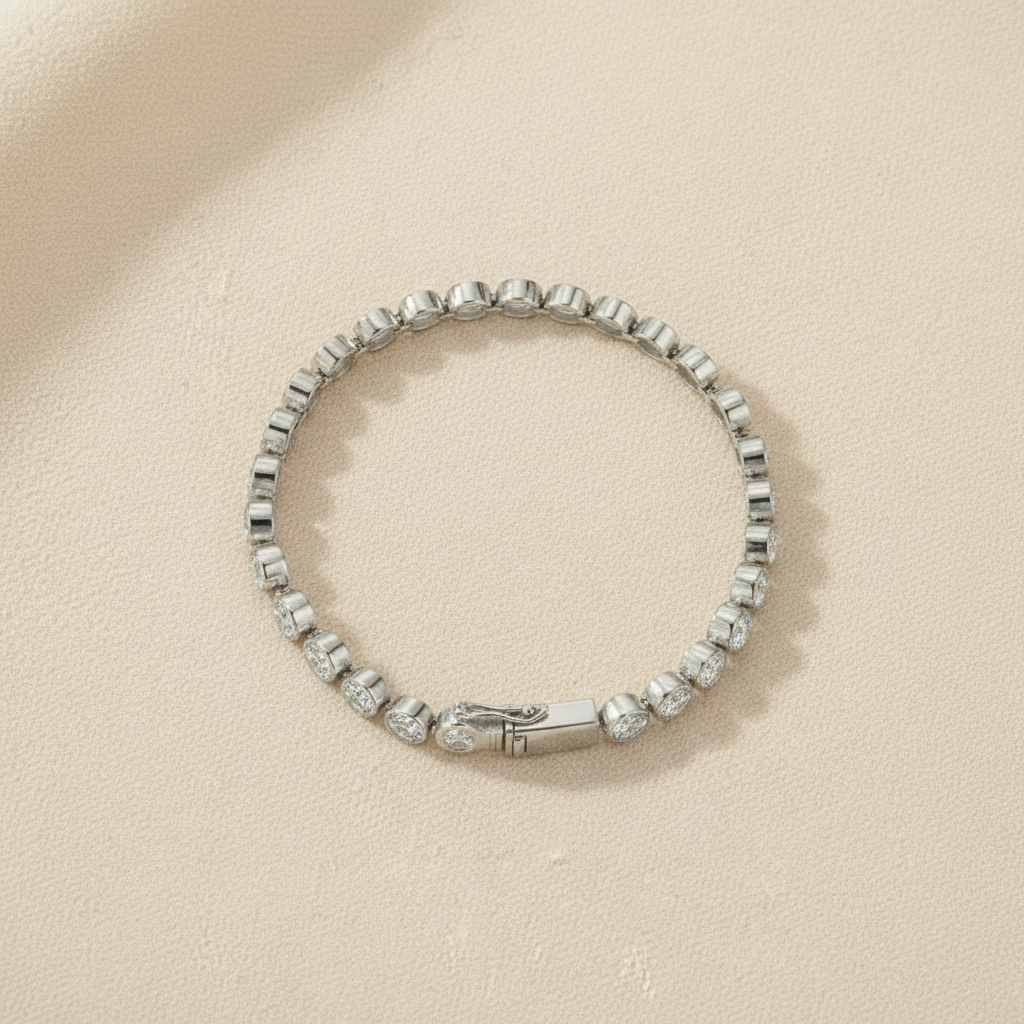 Round Moissanite Tennis Bracelet in Sterling Silver