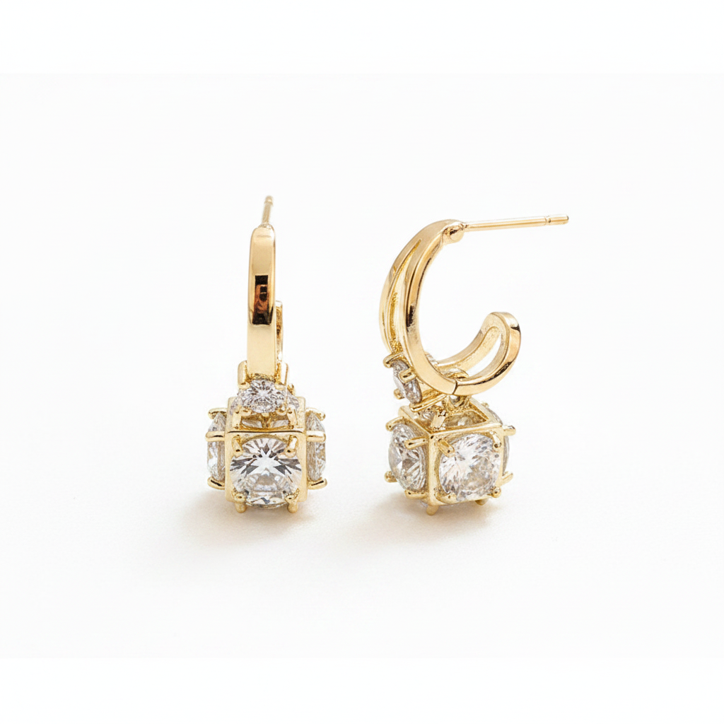 Elegant Cubic Zirconium Earrings in Gold
