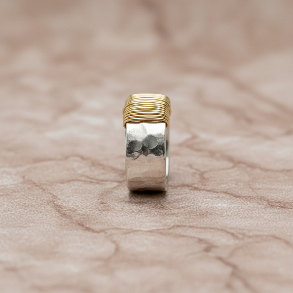 Vintage Golden Threads Silver Ring