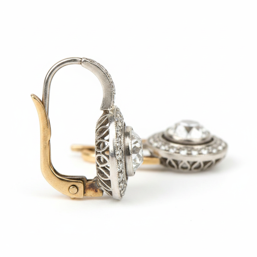 Vintage Silver Earrings with Zirconia