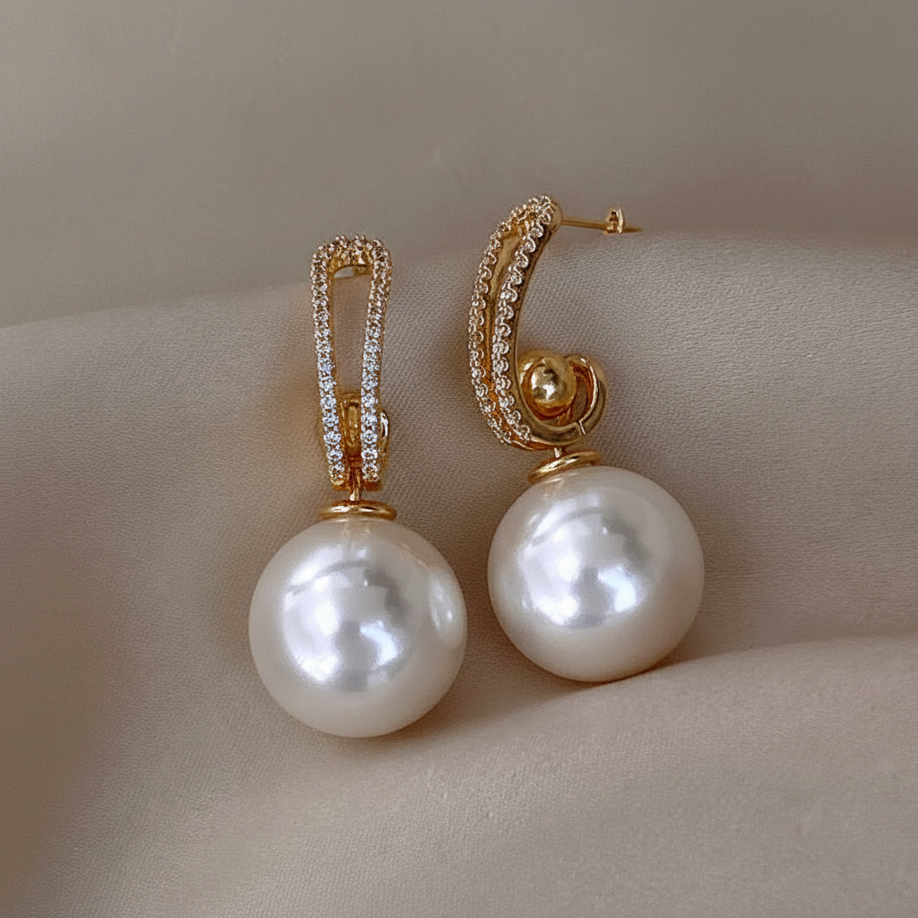 Elegant Pearl Earrings with Zirconias
