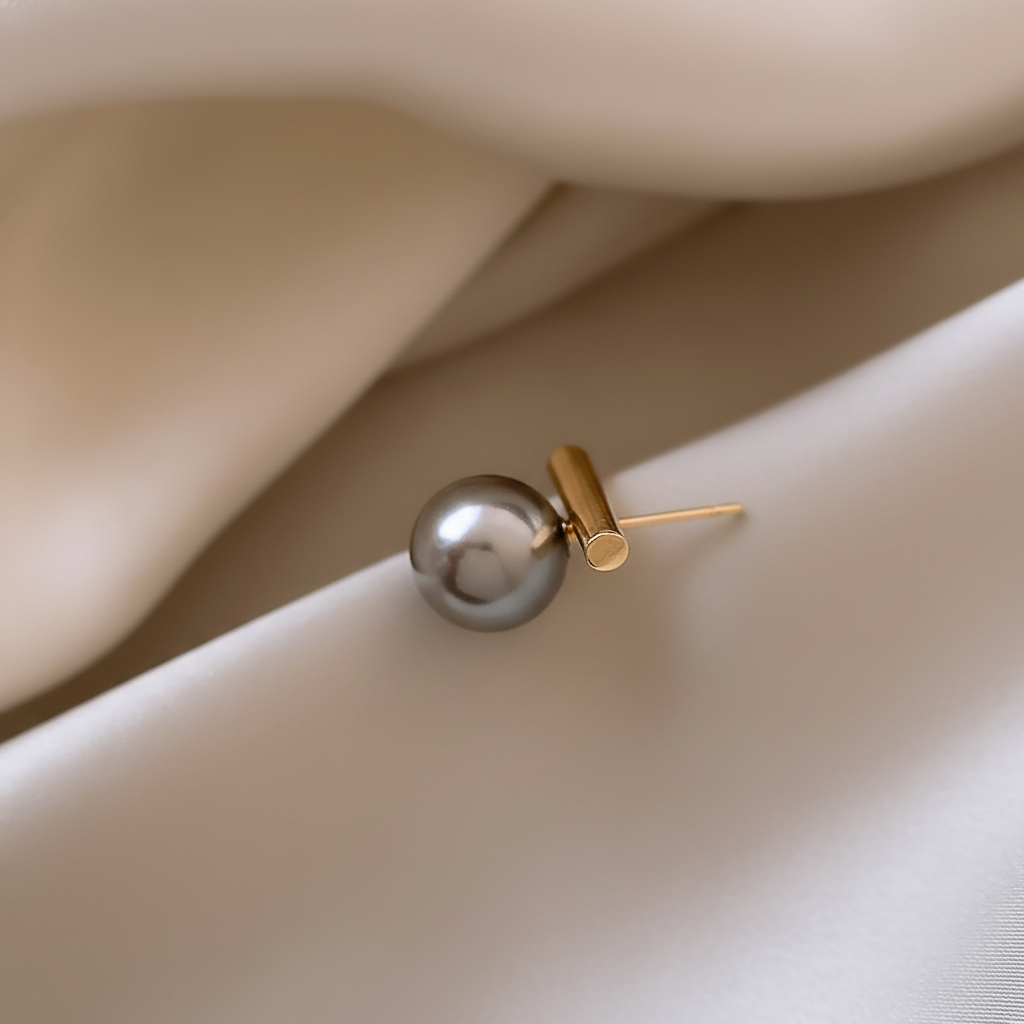 Elegant Dark Pearl Earrings in Gold