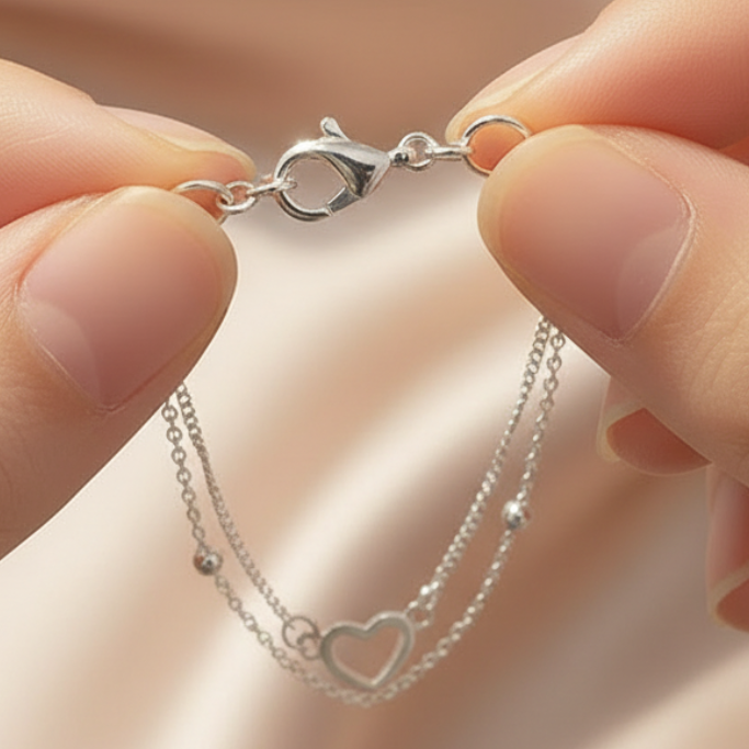 Adjustable Silver Heart Bracelet – Sterling Silver | By Sophi