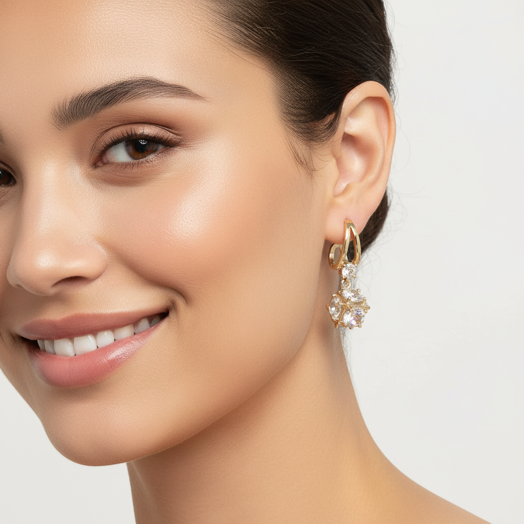 Elegant Cubic Zirconium Earrings in Gold