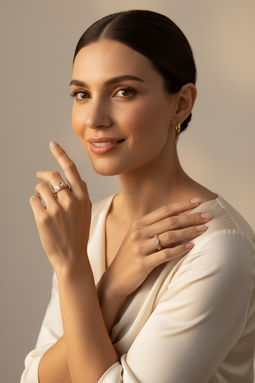 Elegant Inlaid Crystal Gold Ring